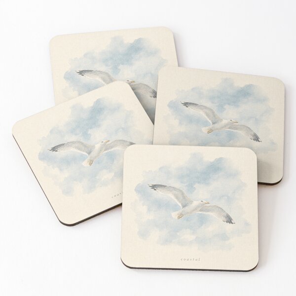 Item preview, Coastal Seagull in Flight Illustration | Coastal Wall Art designed and sold by FixationStudio.
