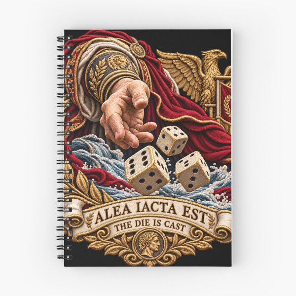 Item preview, Alea Iacta Est Roman Dice Embroidery – The Die Is Cast Latin Motto Design designed and sold by Emoji Emblems.