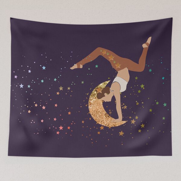 Item preview, Celestial Yoga Crescent Moon Deep Purple Stars Art designed and sold by Ammeluk.