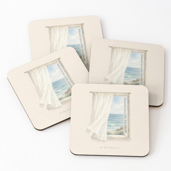 Item preview, Let the Breeze In Linen Curtain Illustration | Coastal Wall Art designed and sold by FixationStudio.