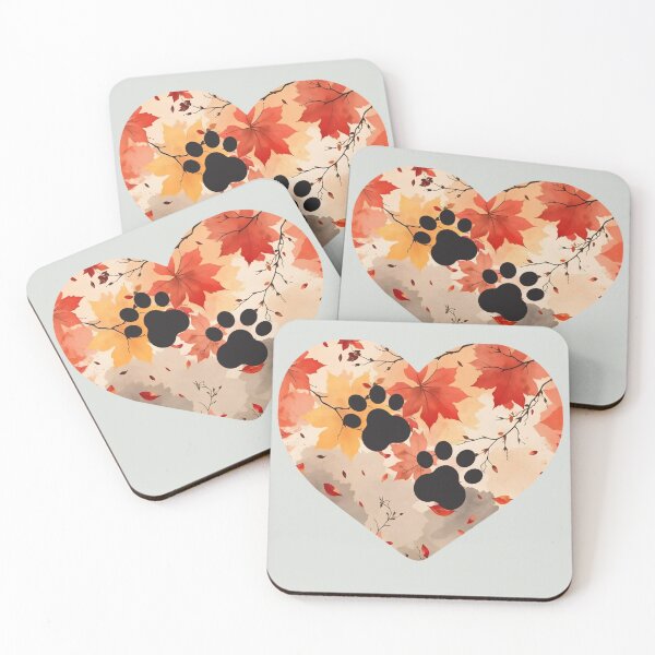 Item preview, Autumn leaves heart and paw prints designed and sold by 247DesignStudio.