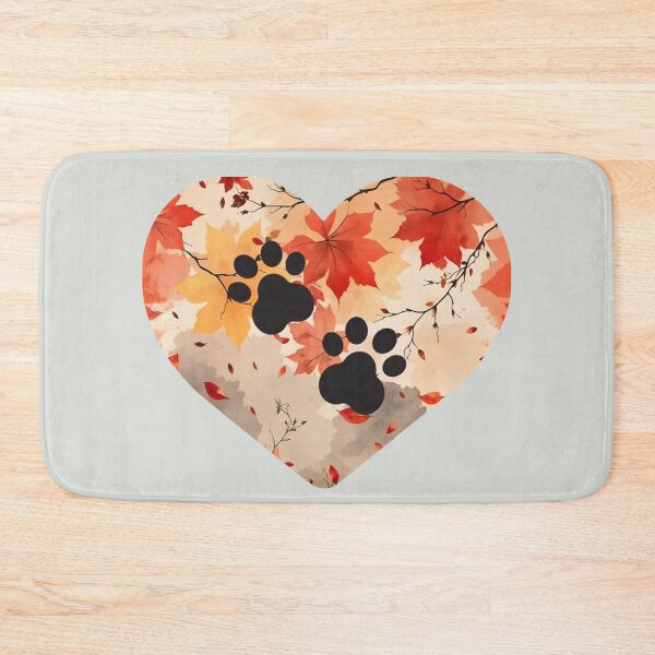 Item preview, Autumn leaves heart and paw prints designed and sold by 247DesignStudio.