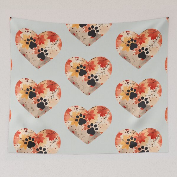 Item preview, Autumn leaves heart and paw prints designed and sold by 247DesignStudio.