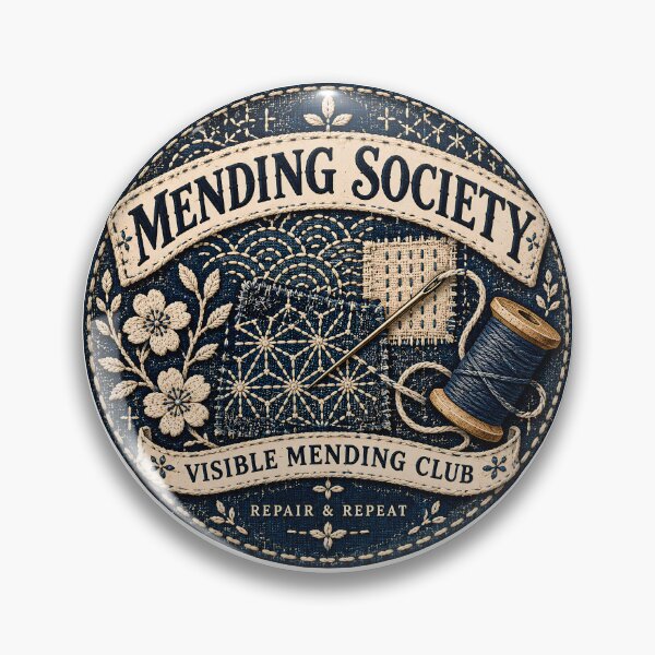 Item preview, Vintage Visible Mending Society Badge designed and sold by MysticCanvasAi.