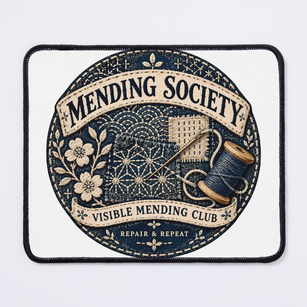 Item preview, Vintage Visible Mending Society Badge designed and sold by MysticCanvasAi.