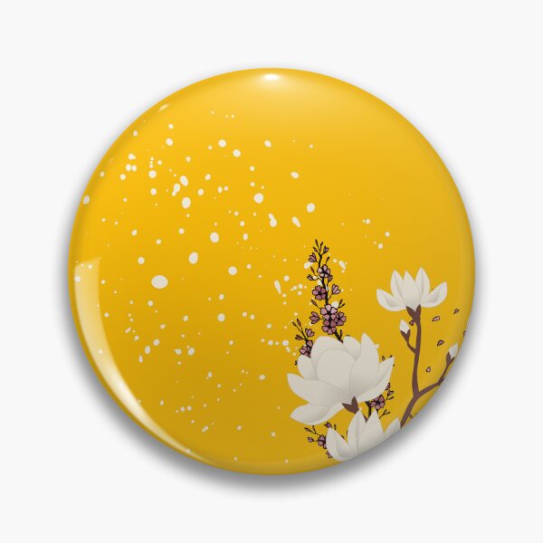 Item preview, Golden Yellow Magnolia Floral Botanical Pattern – Elegant White Flowers designed and sold by Sondosyazanart.