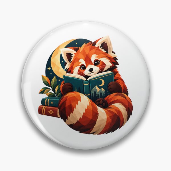 Item preview, Cozy Red Panda Reader – Geometric Book Lover Moon Art designed and sold by Digital Culture Studio.