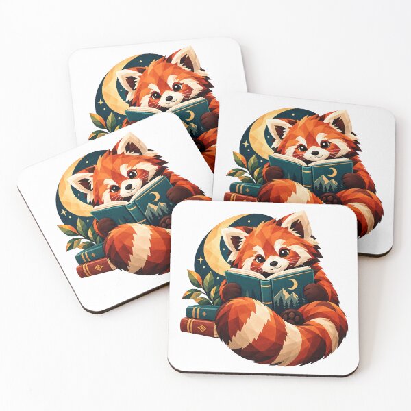Item preview, Cozy Red Panda Reader – Geometric Book Lover Moon Art designed and sold by Digital Culture Studio.