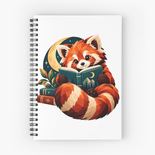 Item preview, Cozy Red Panda Reader – Geometric Book Lover Moon Art designed and sold by Digital Culture Studio.