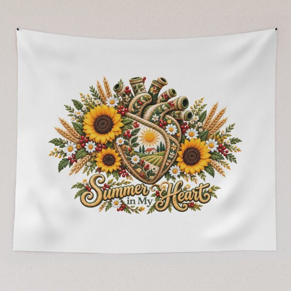 Item preview, Summer in My Heart Embroidered Folk Heart designed and sold by DansCreations42.