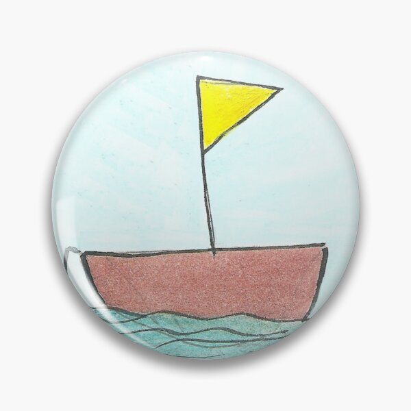Item preview, Cute Little Boat with Yellow Flag Hand drawn in watercolor and ink designed and sold by Boy and Belugee Studio.
