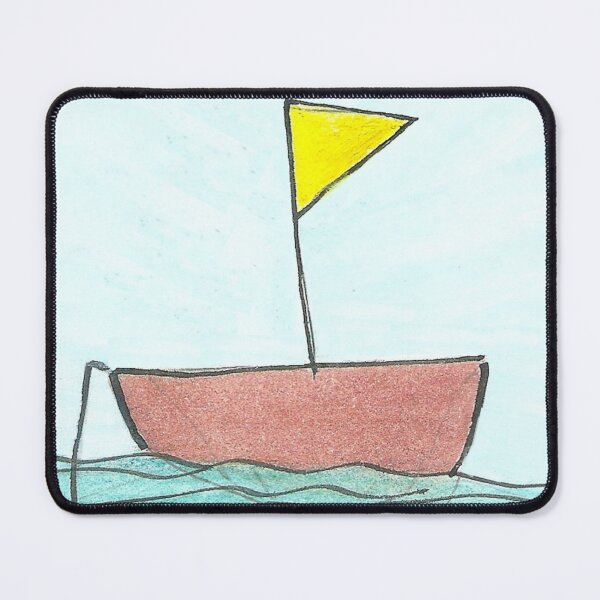 Item preview, Cute Little Boat with Yellow Flag Hand drawn in watercolor and ink designed and sold by Boy and Belugee Studio.