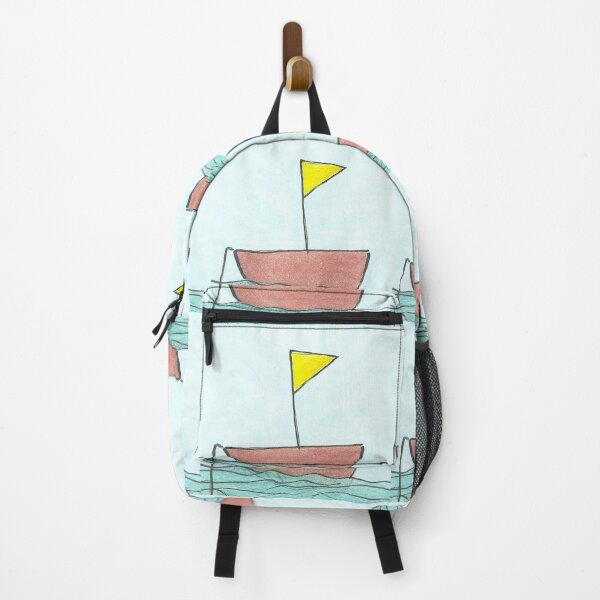 Item preview, Cute Little Boat with Yellow Flag Hand drawn in watercolor and ink designed and sold by Boy and Belugee Studio.
