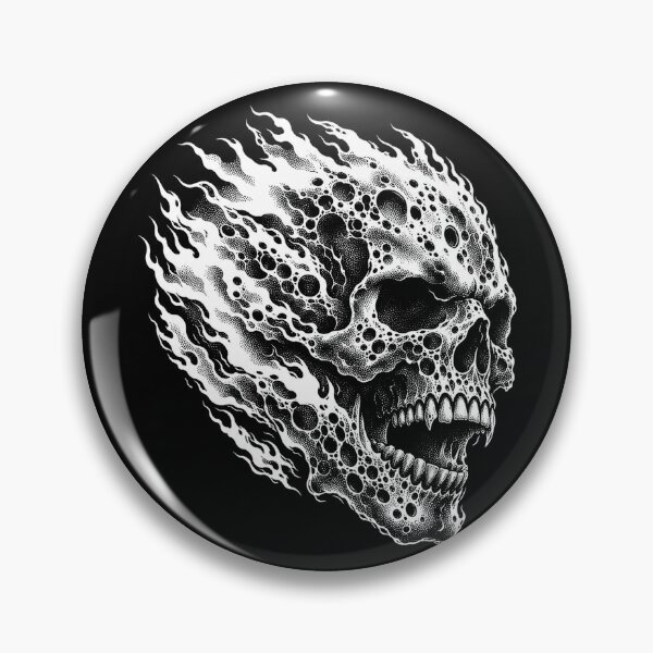 Item preview, Flaming Skull in Stipple Gothic Style designed and sold by SassCity.