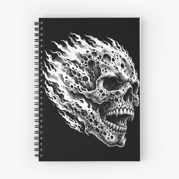 Item preview, Flaming Skull in Stipple Gothic Style designed and sold by SassCity.