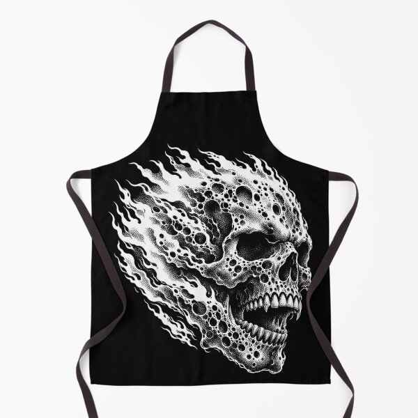 Item preview, Flaming Skull in Stipple Gothic Style designed and sold by SassCity.