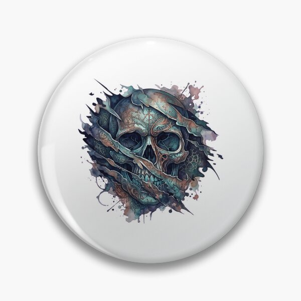 Item preview, Edgy Torn Blue Skull Watercolor Drawing designed and sold by BeinChicComfy.
