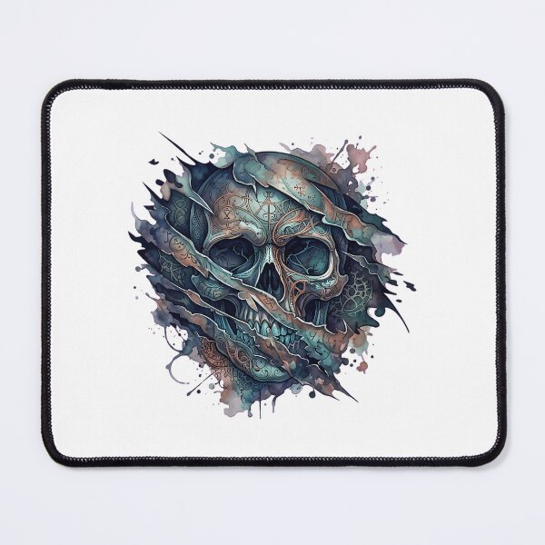 Item preview, Edgy Torn Blue Skull Watercolor Drawing designed and sold by BeinChicComfy.