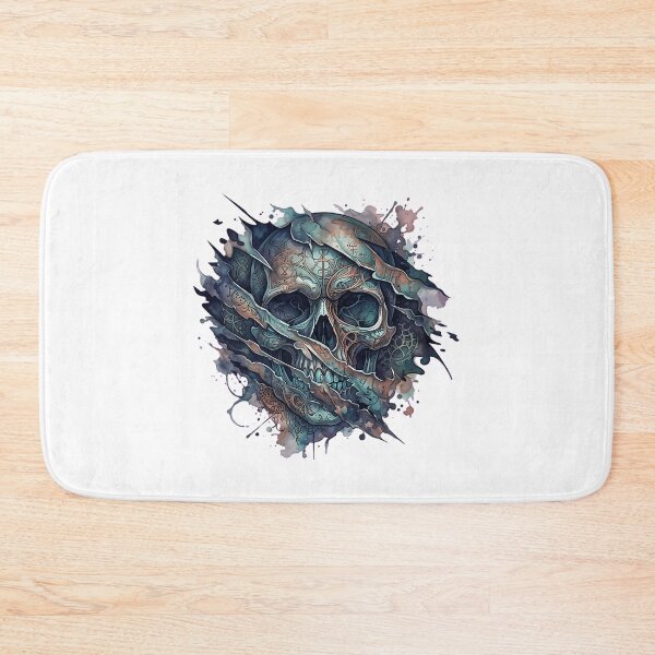Item preview, Edgy Torn Blue Skull Watercolor Drawing designed and sold by BeinChicComfy.
