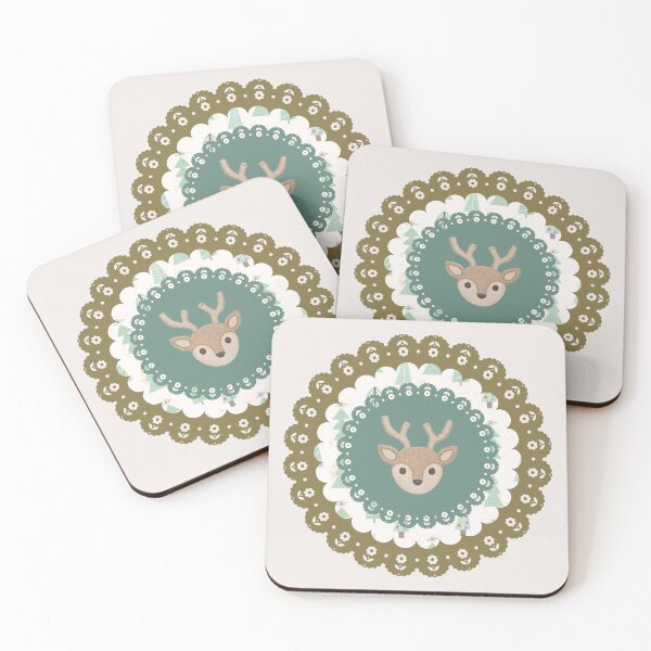Item preview, Earthy Woodland Christmas Reindeer & Brown Lace Vintage Ornament Art designed and sold by Liberarteprint.