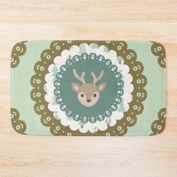 Item preview, Earthy Woodland Christmas Reindeer & Brown Lace Vintage Ornament Art designed and sold by Liberarteprint.