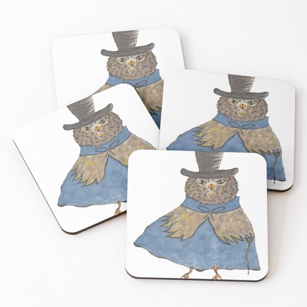 Item preview, Dapper Owl in Top Hat | Whimsical Watercolor Woodland Gentleman (Wall Art & Gifts) designed and sold by lumekind.