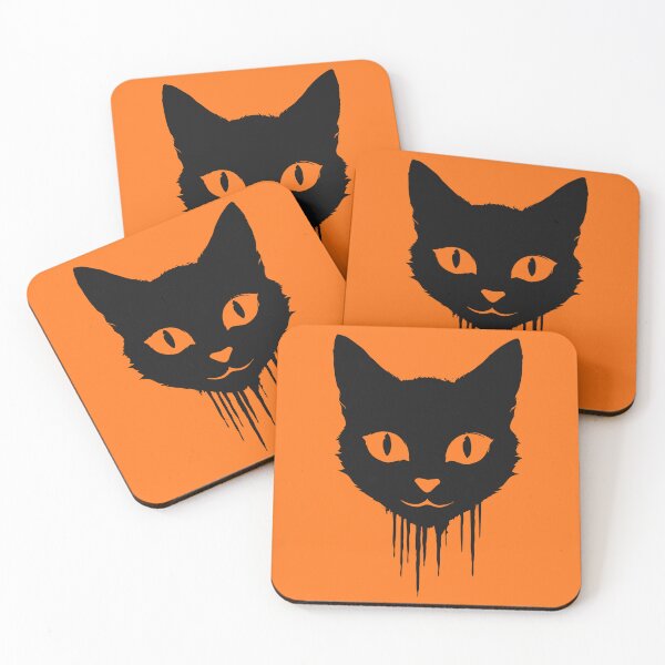 Item preview, Black Cat Ink Drip Halloween Face designed and sold by cabana.space.