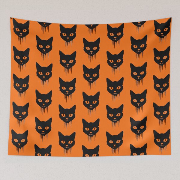 Item preview, Black Cat Ink Drip Halloween Face designed and sold by cabana.space.