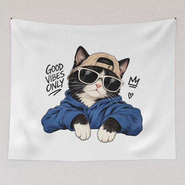 Item preview, Cool Cat Good Vibes Only Streetwear designed and sold by ThePrintArt.