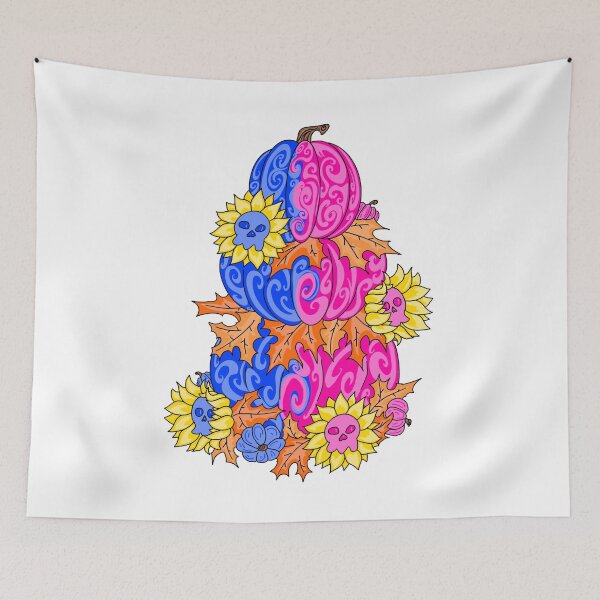 Item preview, Pumpkin And Skull Pink And Blue  designed and sold by missmann.