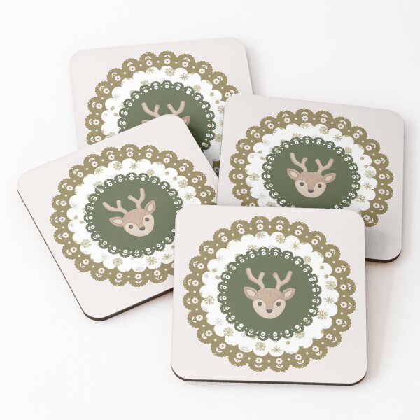 Item preview, Rustic Golden Brown Reindeer Vintage Lace Christmas Ornament Art designed and sold by Liberarteprint.
