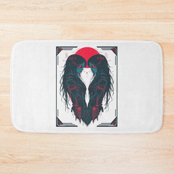 Item preview, Cyberpunk Twin Androids - Neon Retro Sci-Fi Heart Art designed and sold by ERODED SELF.