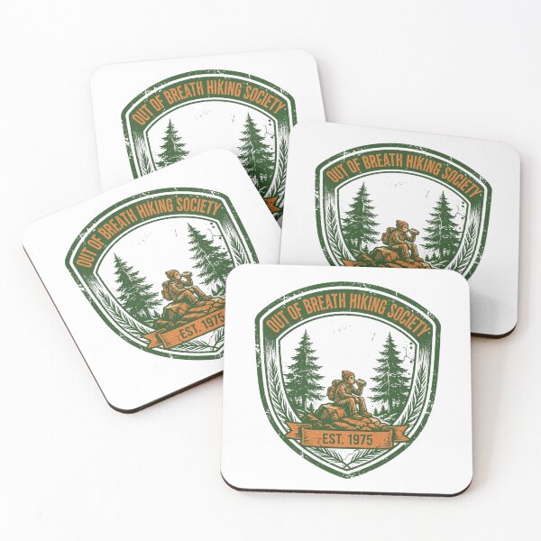 Item preview, Out of Breath Hiking Society Funny Hiker Badge Shirt designed and sold by ApparelOutpost.