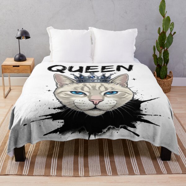 Item preview, White Cat Queen Crown Grunge Art designed and sold by PetalsPaws.