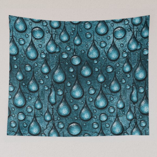 Item preview, Bold Teardrop Water Beads on Blue Surface designed and sold by Piotrek0001.
