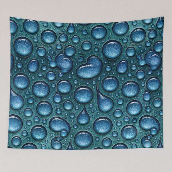 Item preview, Macro Blue Water Beads on Textured Surface designed and sold by Piotrek0001.