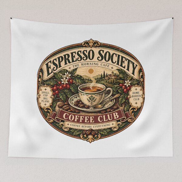 Item preview, Vintage Espresso Society Coffee Club designed and sold by MysticCanvasAi.