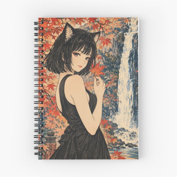 Item preview, Cat Girl in Autumn Waterfall designed and sold by Komatoya.