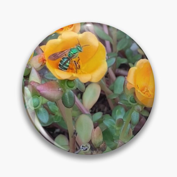 Item preview, Green Metallic Bee on Purslane designed and sold by Ben Waggoner.
