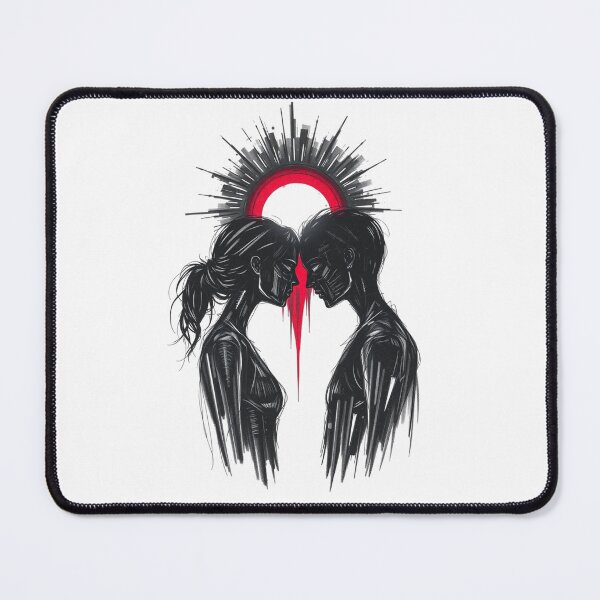 Item preview, Cyberpunk Lovers Silhouette - Dark Glitch Art Romance designed and sold by ERODED SELF.