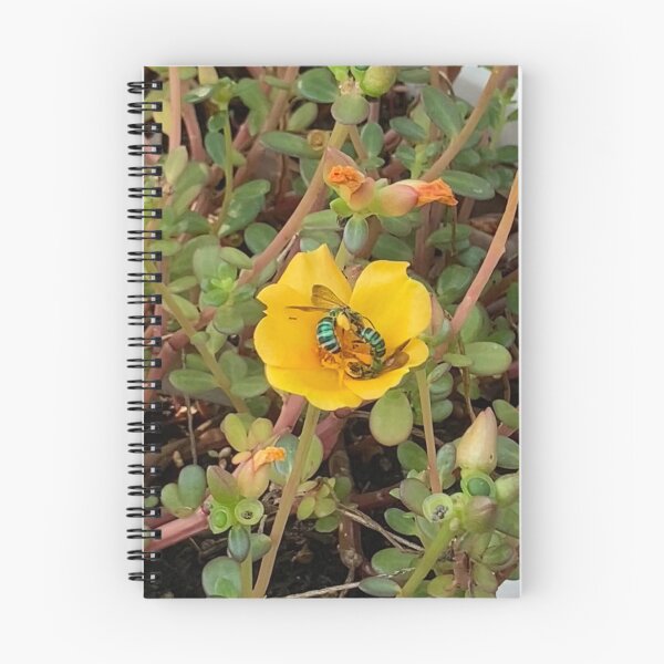 Item preview, Green Metallic Bees on Purslane designed and sold by Ben Waggoner.