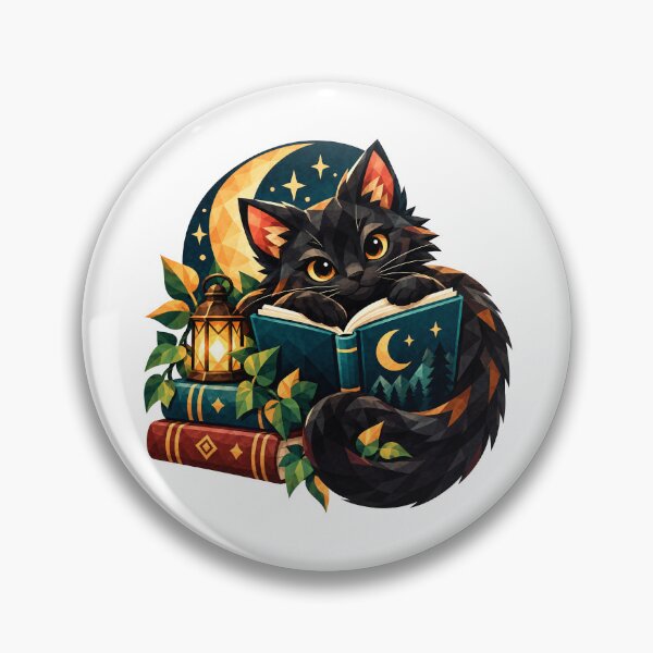 Item preview, Black Cat Reader – Geometric Book Lover Moon Art designed and sold by Digital Culture Studio.