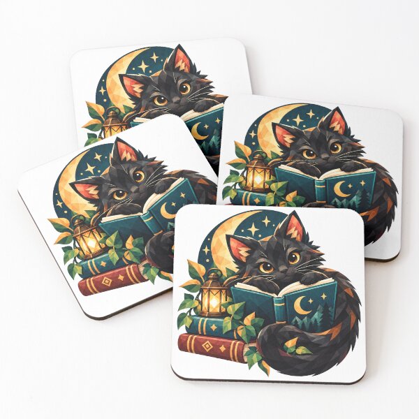 Item preview, Black Cat Reader – Geometric Book Lover Moon Art designed and sold by Digital Culture Studio.