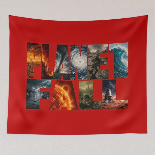 Item preview, Planetfall – Climate Collapse to New Worlds Sci-Fi Typography designed and sold by monolithstudio.