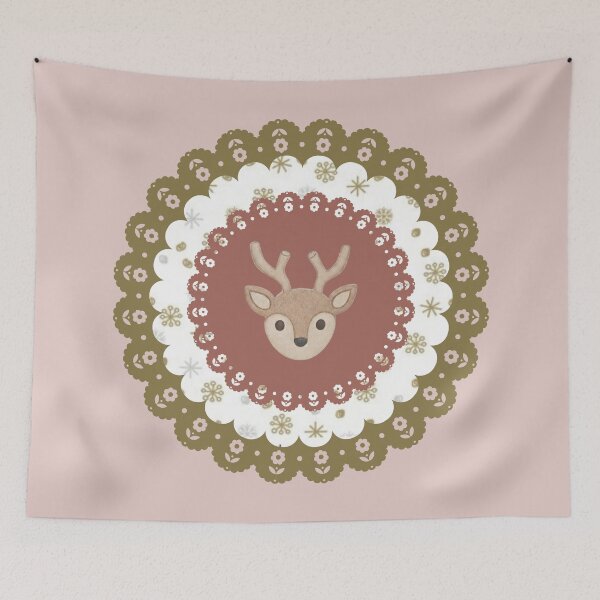 Item preview, Copy of Rustic Golden Brown Reindeer Vintage Lace Christmas Ornament Art designed and sold by Liberarteprint.