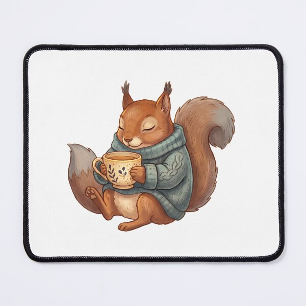 Item preview, Cozy Squirrel in Teal Sweater with Floral Teacup designed and sold by Tamer ⭐⭐⭐⭐⭐.