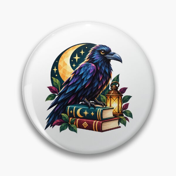 Item preview, Mystic Raven Reader – Geometric Book Lover Moon Art designed and sold by Digital Culture Studio.