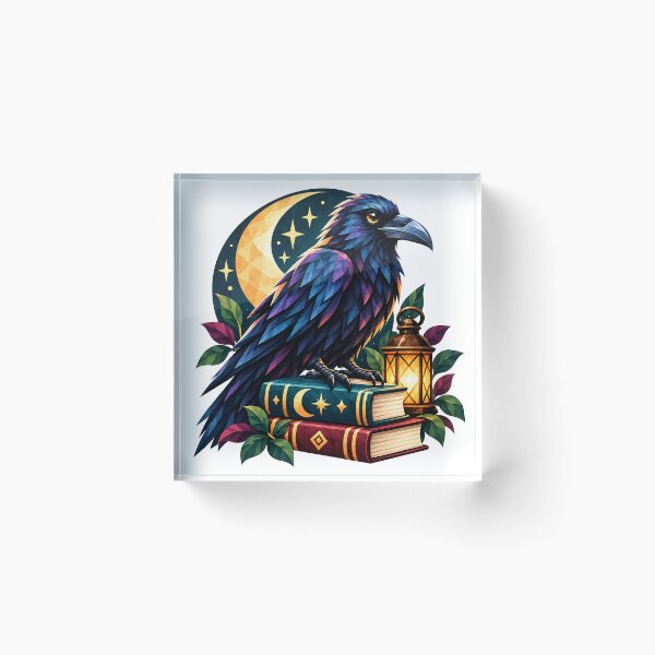 Item preview, Mystic Raven Reader – Geometric Book Lover Moon Art designed and sold by Digital Culture Studio.