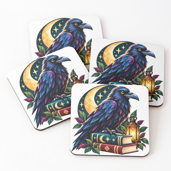 Item preview, Mystic Raven Reader – Geometric Book Lover Moon Art designed and sold by Digital Culture Studio.