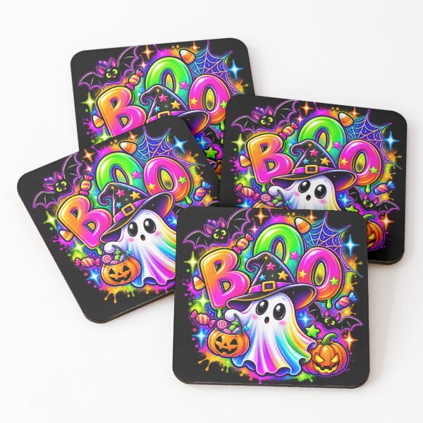 Item preview, Neon Rainbow Boo Halloween Ghost designed and sold by SoftStyleStudio ⭐⭐⭐.